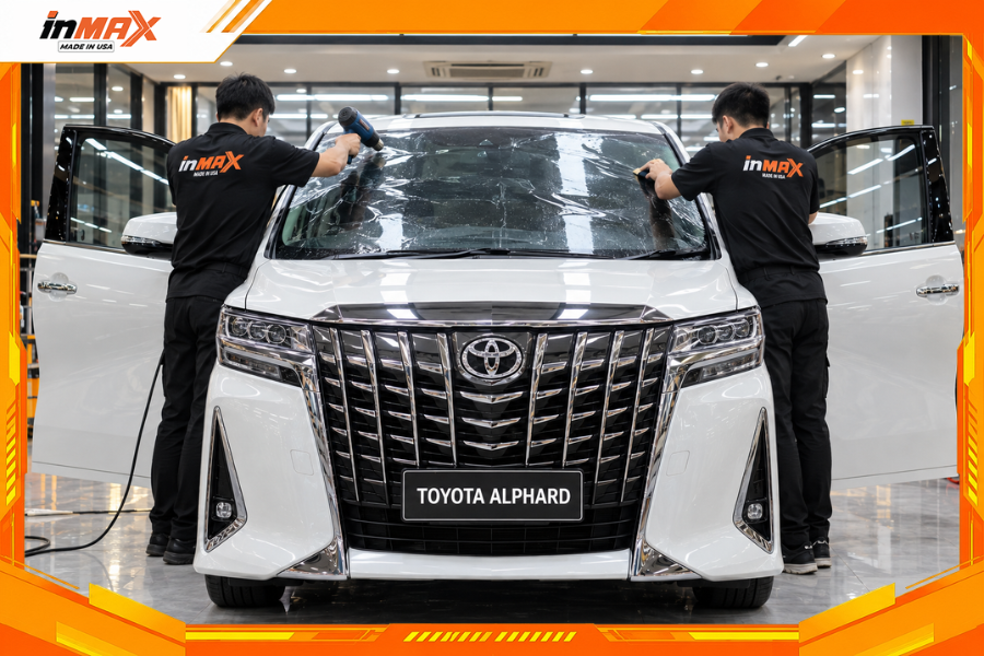 Dán phim cách nhiệt cho xe Toyota Alphard vị trí kính lái