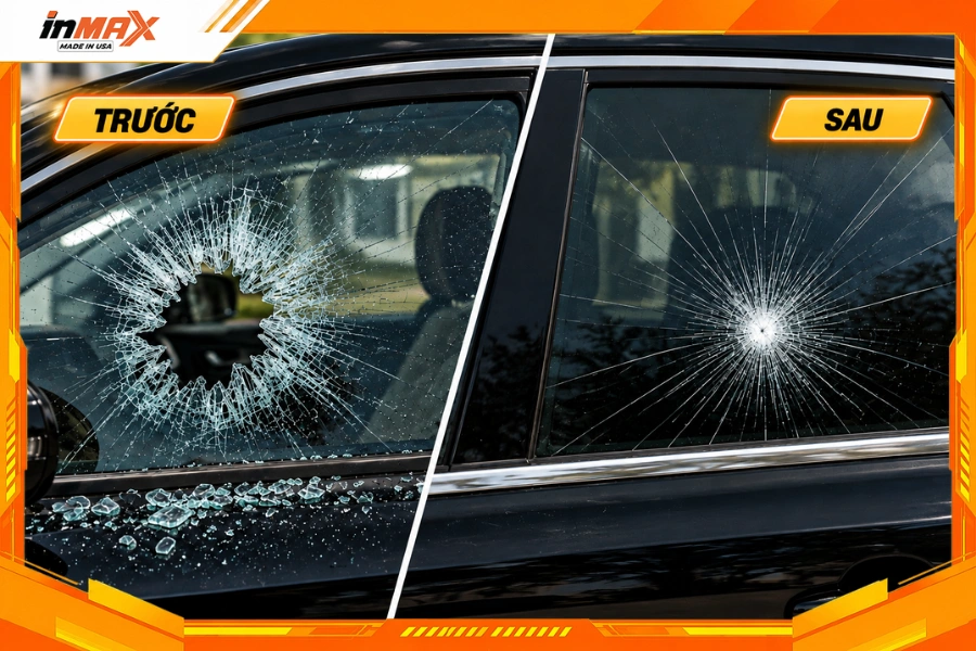 Dán phim cách nhiệt cho xe Toyota Fortuner giữ lại các mảnh kính vỡ khi va chạm