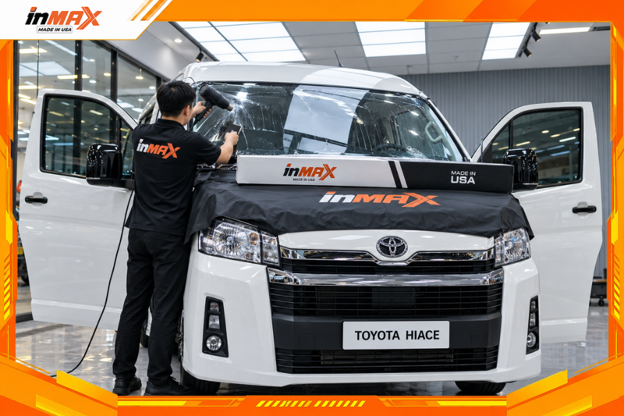 Inmax S Series phù hợp dán phim cách nhiệt cho xe Toyota Hiace ở vị trí kính lái và kính sườn