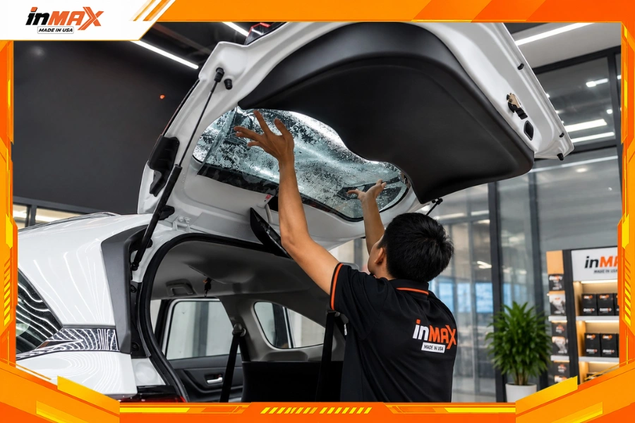 Dán phim cách nhiệt cho xe Toyota Velox vị trí kính hậu