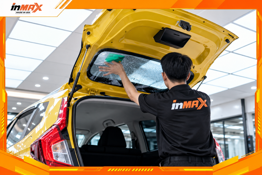 Dán phim cách nhiệt cho xe Honda Jazz vị trí kính hậu