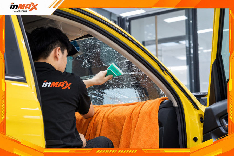 Dán phim cách nhiệt cho xe Honda Jazz vị trí kính lái
