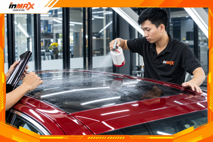 Dán phim cách nhiệt cho xe Lexus ES250 vị trí cửa sổ trời