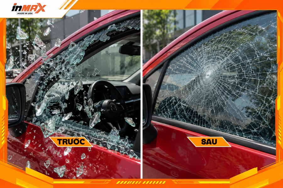 Dán phim cách nhiệt cho xe Mazda 2 giữ mảnh kính vỡ khi va chạm