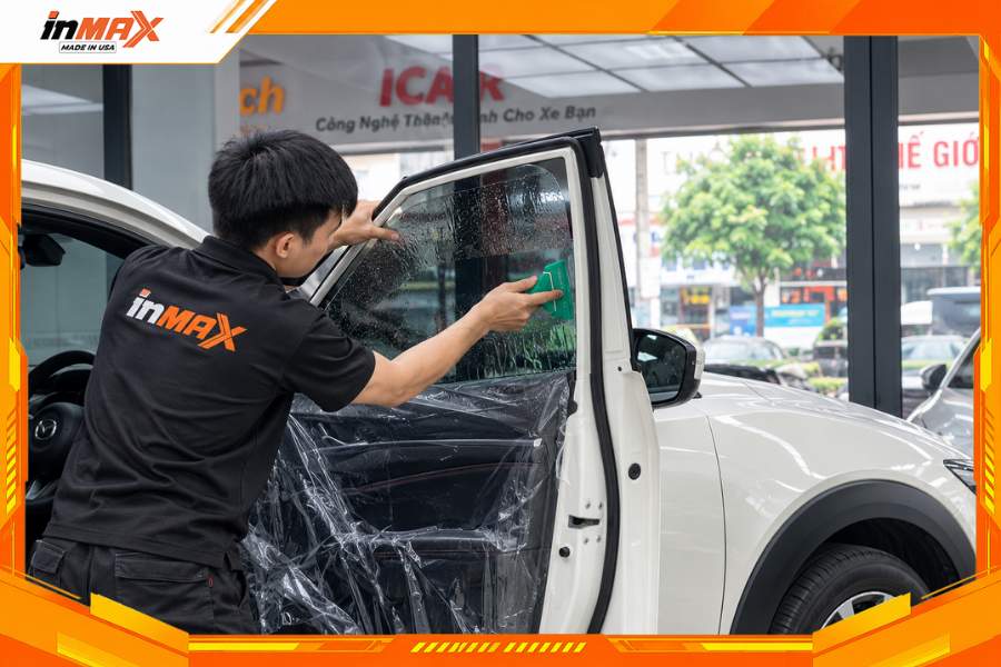 Dán phim cách nhiệt cho xe Mazda CX-3 vị trí kính sườn