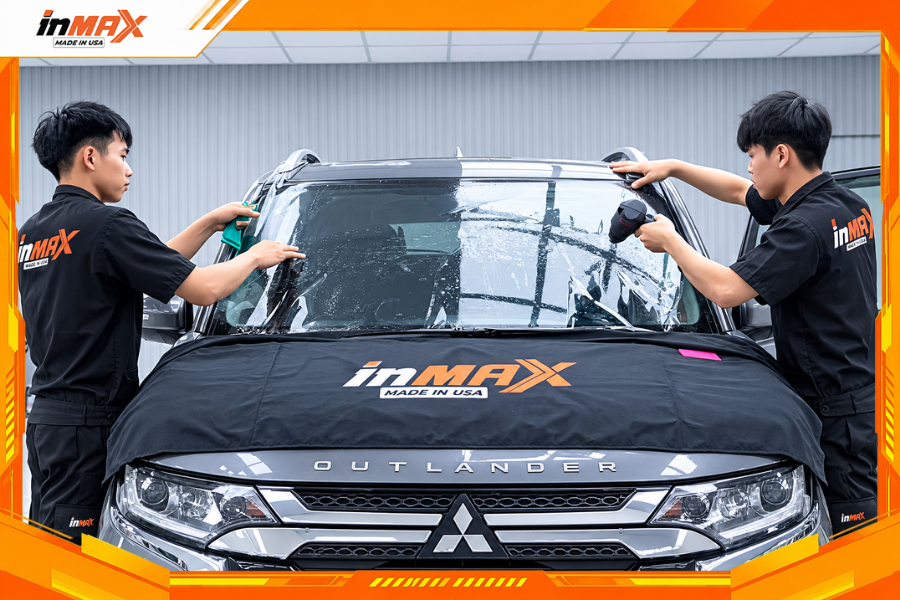 Dán phim cách nhiệt cho xe Mitsubishi Outlander vị trí kính lái