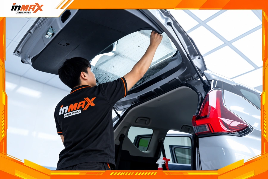 Dán phim cách nhiệt cho xe Mitsubishi Xpander - Vị trí kính hậu