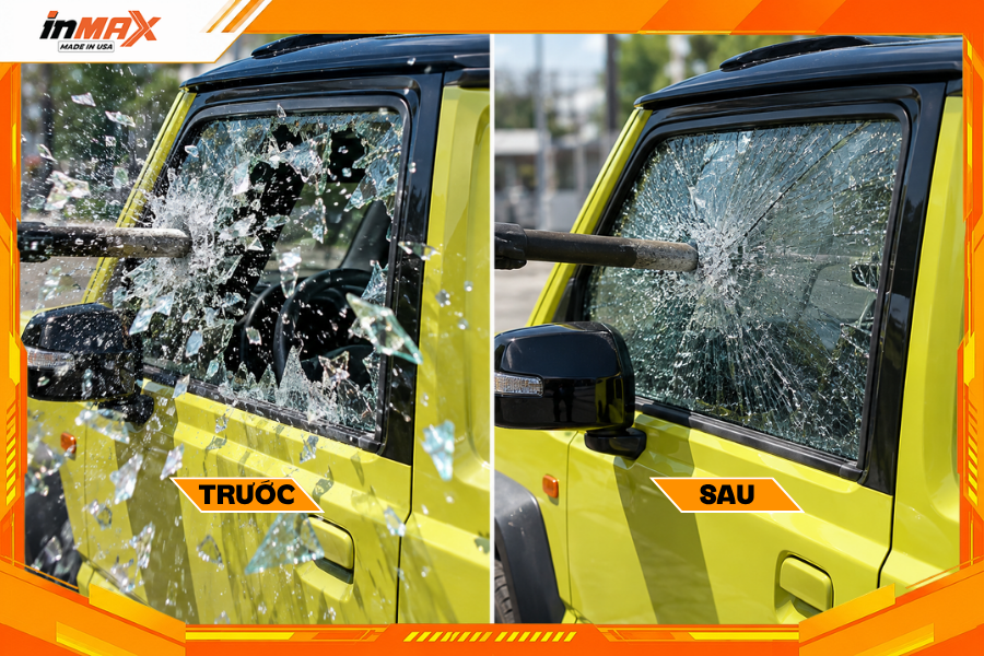 An toàn khi vỡ kính nhờ dán phim cách nhiệt cho xe Suzuki Jimny