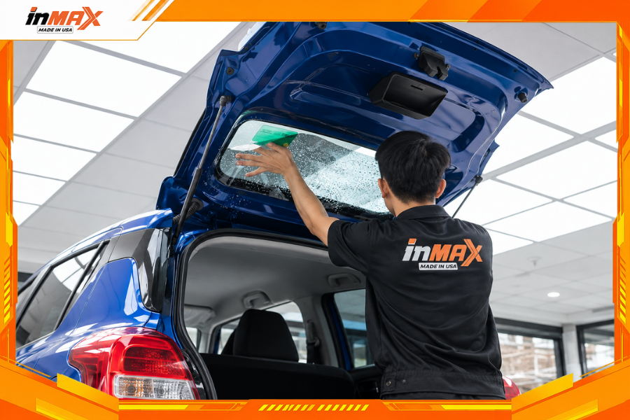 Dán phim cách nhiệt cho xe Suzuki Swift vị trí kính hậu